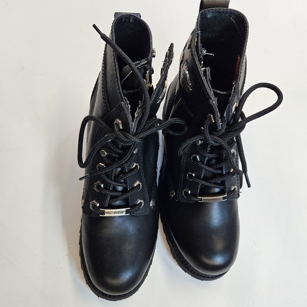 Y2K 90’s Harley Davidson Women's Cynwood Boots VTG women’s sz 8.5 black leather - Picture 13 of 13